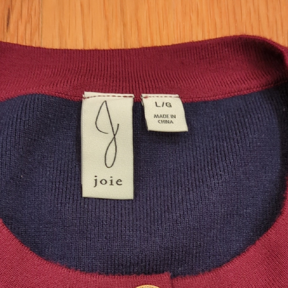 Joie Navy and Burgundy Cardigan Lady Jacket Womens Size L NWOT - Picture 2 of 5